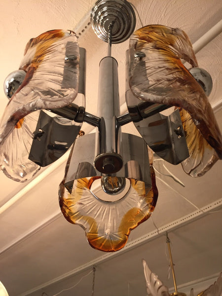 Italian Mid-Century Murano Chrome Chandelier by Mazzega