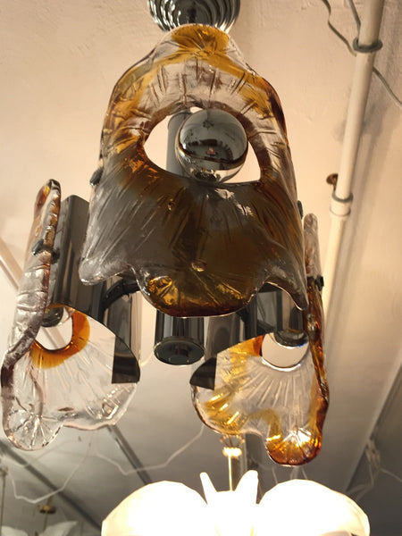 Italian Mid-Century Murano Chrome Chandelier by Mazzega