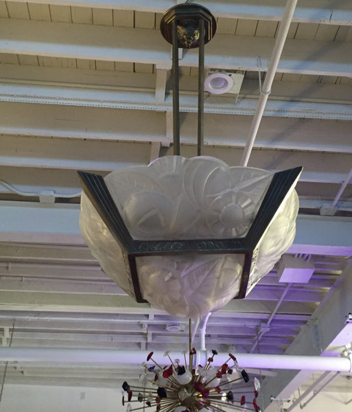 French Art Deco Signed Degue Chandelier