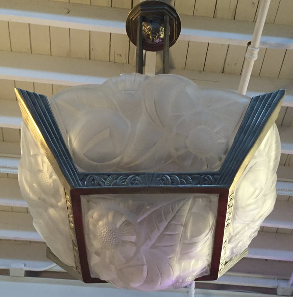 French Art Deco Signed Degue Chandelier