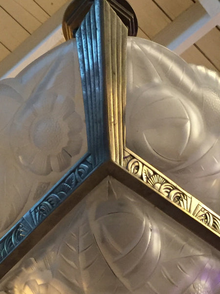 French Art Deco Signed Degue Chandelier