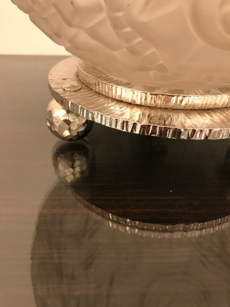 French Art Deco Round Geometric Table Lamp by Sabino