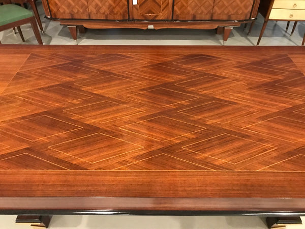 French Art Deco Dining Table With Diamond Marquetry