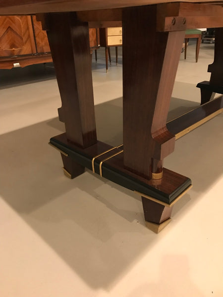French Art Deco Dining Table With Diamond Marquetry