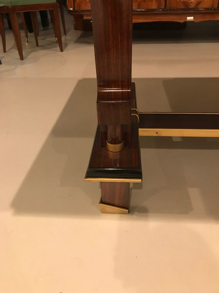 French Art Deco Dining Table With Diamond Marquetry