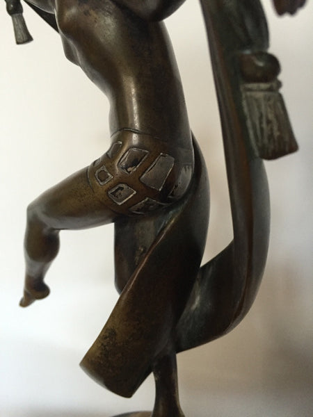 Original Art Deco Nude Scarf Dancer Bronze Signed Fanny Rozet, circa 1920