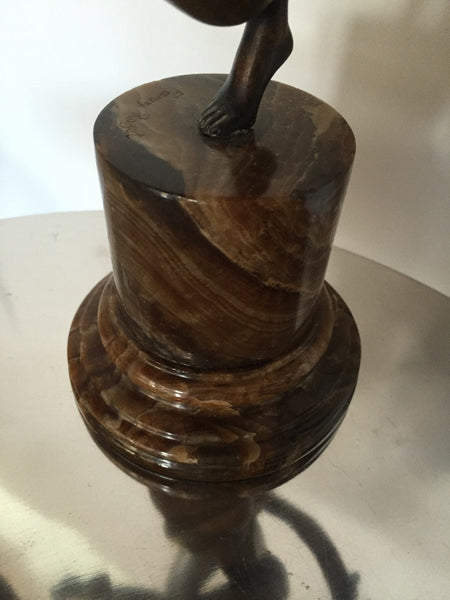 Original Art Deco Nude Scarf Dancer Bronze Signed Fanny Rozet, circa 1920