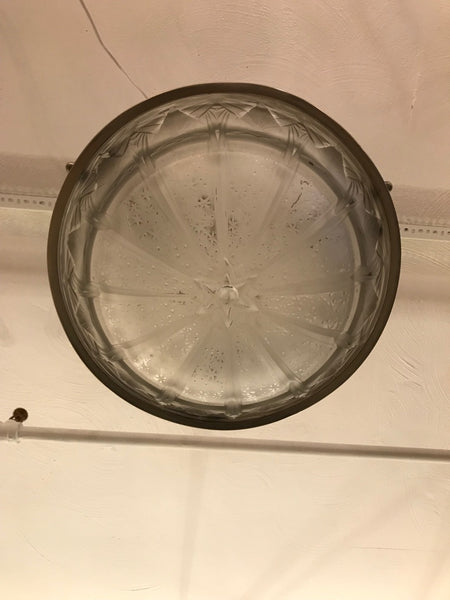 French Art Deco Geometric Chandelier Signed by Muller Frères Luneville