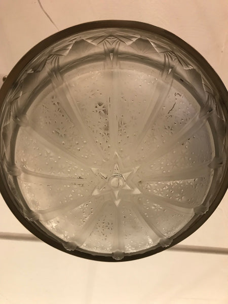 French Art Deco Geometric Chandelier Signed by Muller Frères Luneville