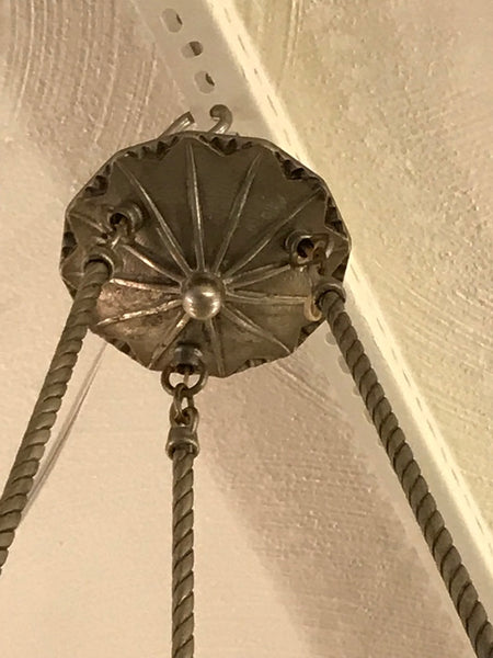 French Art Deco Geometric Chandelier Signed by Muller Frères Luneville