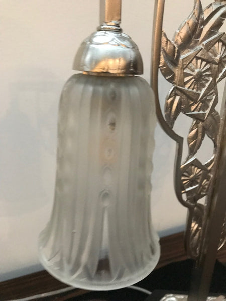 Geometric G Leleu French Art Deco Table Lamp