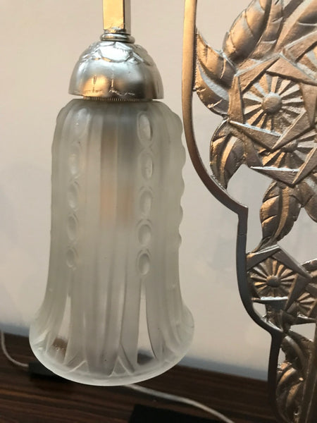 Geometric G Leleu French Art Deco Table Lamp