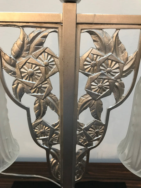 Geometric G Leleu French Art Deco Table Lamp