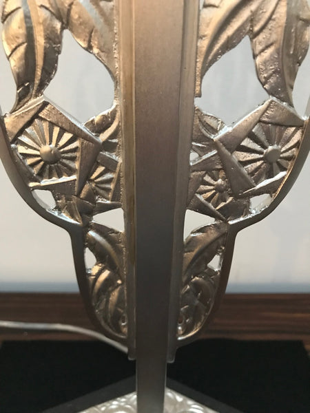 Geometric G Leleu French Art Deco Table Lamp