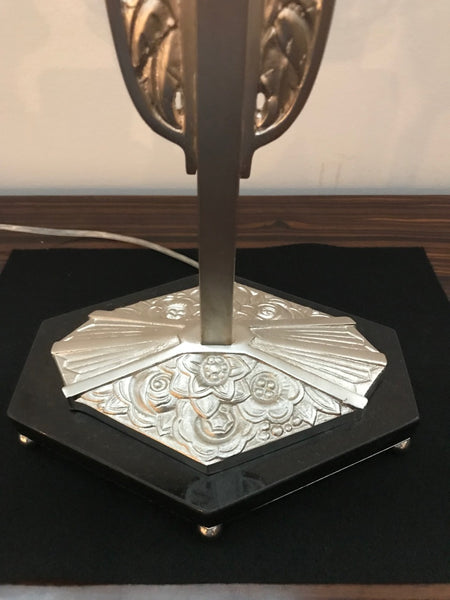 Geometric G Leleu French Art Deco Table Lamp