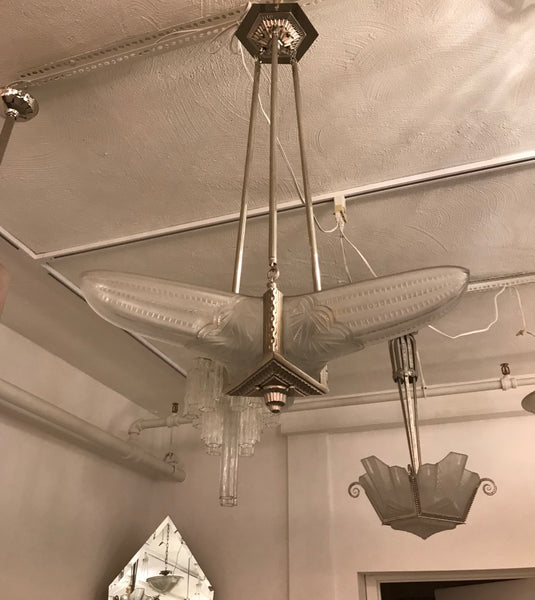 French Art Deco Triangular Starburst Chandelier