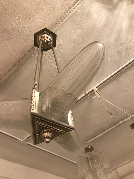 French Art Deco Triangular Starburst Chandelier