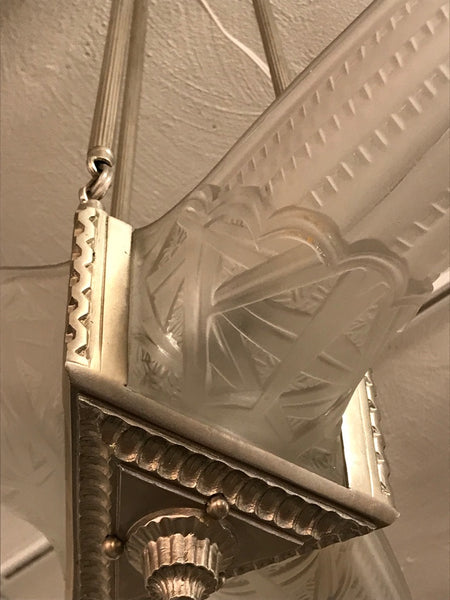 French Art Deco Triangular Starburst Chandelier