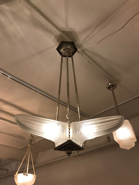 French Art Deco Triangular Starburst Chandelier