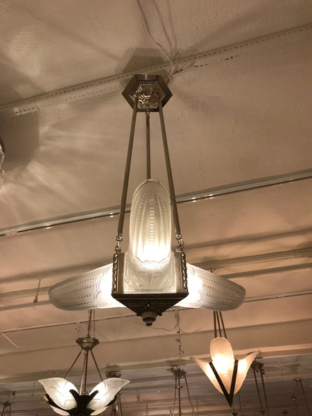 French Art Deco Triangular Starburst Chandelier