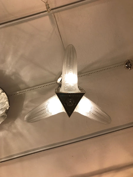 French Art Deco Triangular Starburst Chandelier
