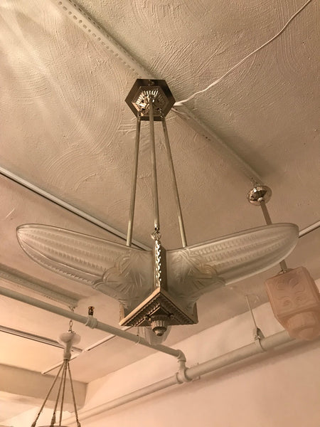 French Art Deco Triangular Starburst Chandelier