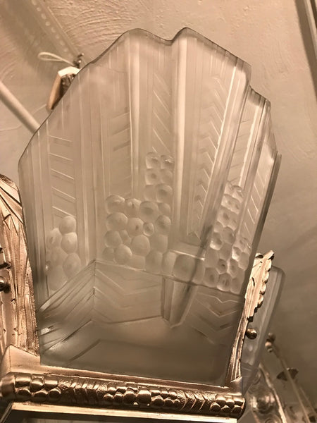 Beautiful French Art Deco Geometric Chandelier Signed by E.J.G