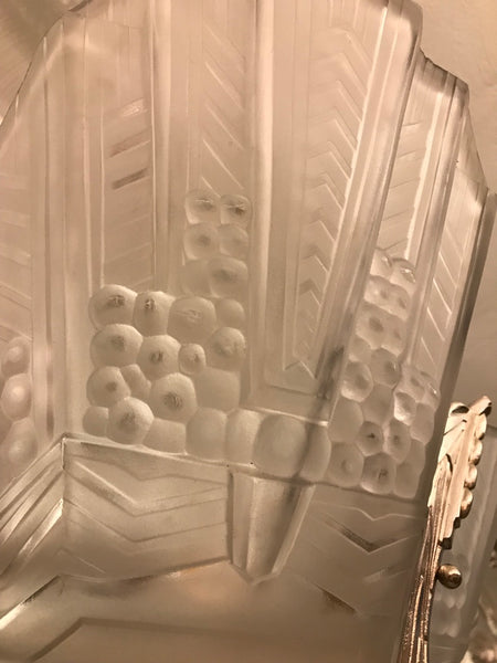 Beautiful French Art Deco Geometric Chandelier Signed by E.J.G