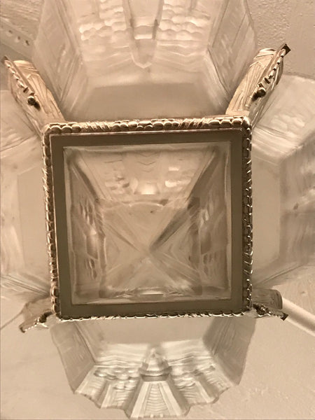 Beautiful French Art Deco Geometric Chandelier Signed by E.J.G