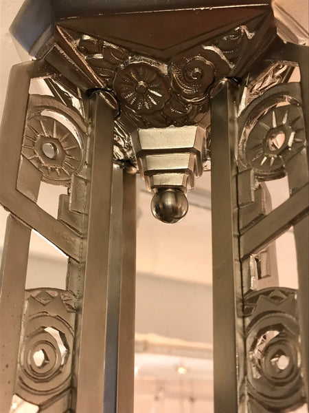 Beautiful French Art Deco Geometric Chandelier Signed by E.J.G