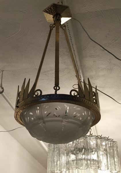 French Art Deco Chandelier signed by Muller Freres and DENARD