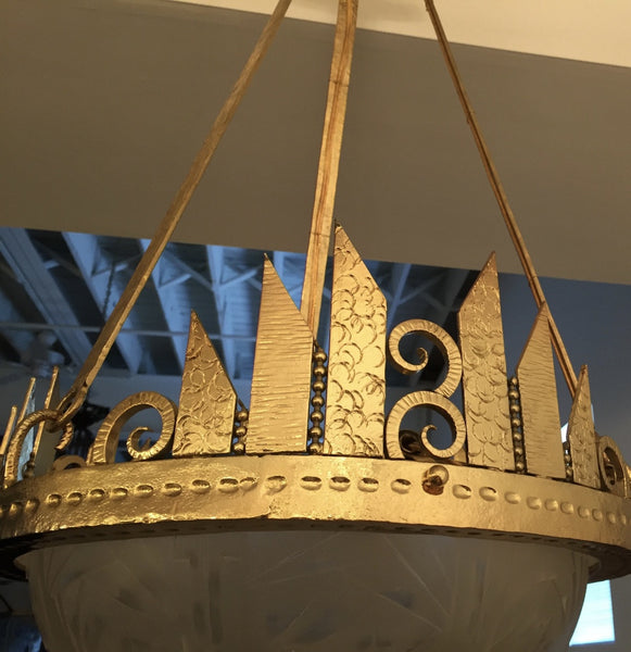 French Art Deco Chandelier signed by Muller Freres and DENARD