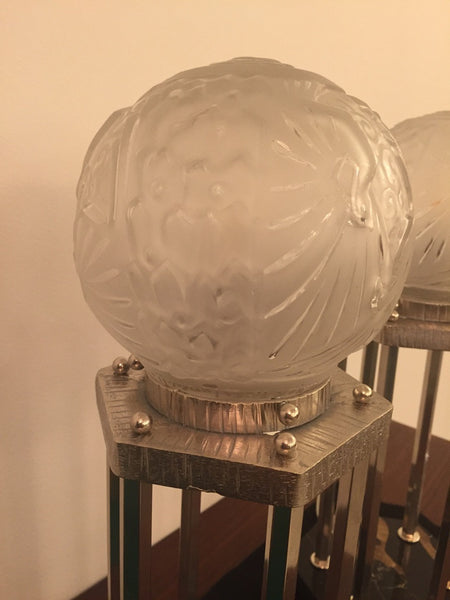 French Art Deco Pair of Table Lamps by Muller Frères