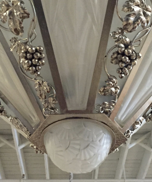 French Art Deco Geometric Chandelier Signed by Degue