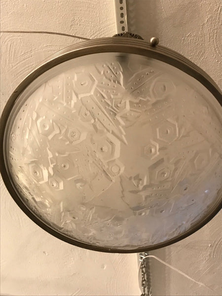 French Art Deco Chandelier Pendant Signed by Muller Frères Luneville