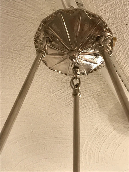 French Art Deco Geometric Chandelier Signed by Muller Frères Luneville