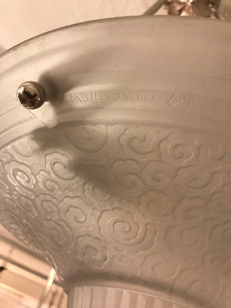 French Art Deco Geometric Chandelier Signed by Muller Frères Luneville