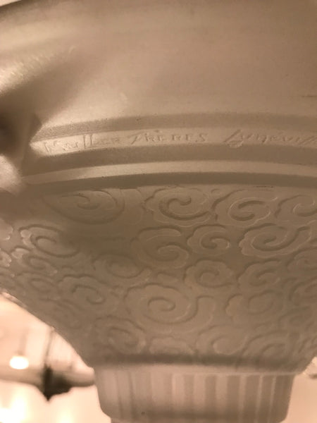 French Art Deco Geometric Chandelier Signed by Muller Frères Luneville