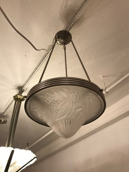 French Art Deco Cone Shape Chandelier Signed By Lorrain Nancy France