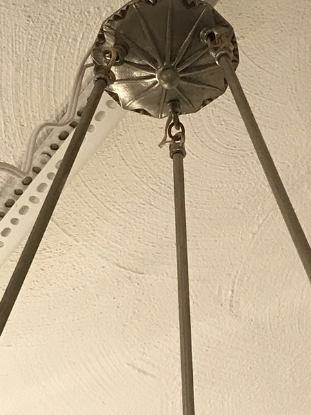 French Art Deco Cone Shape Chandelier Signed By Lorrain Nancy France