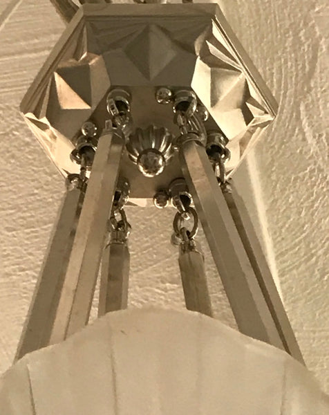 French Art Deco Round Chandelier Signed by Degue