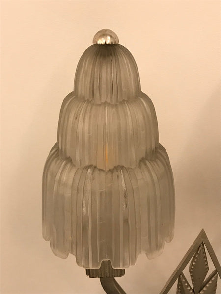 French Art Deco "Waterfall" Table Lamp Signed by Sabino