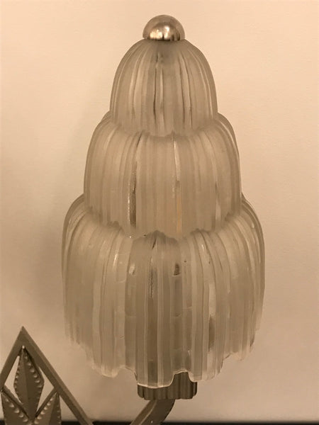 French Art Deco "Waterfall" Table Lamp Signed by Sabino