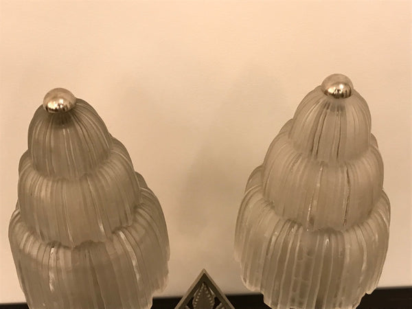 French Art Deco "Waterfall" Table Lamp Signed by Sabino