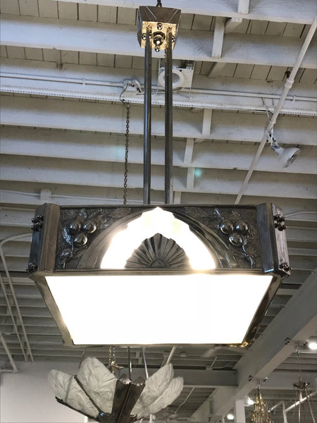 French Art Deco Square Geometric Chandelier