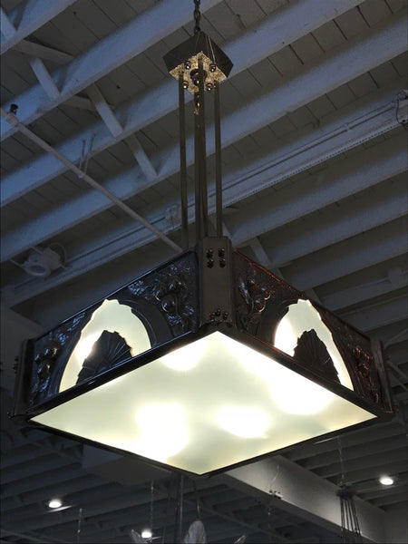 French Art Deco Square Geometric Chandelier