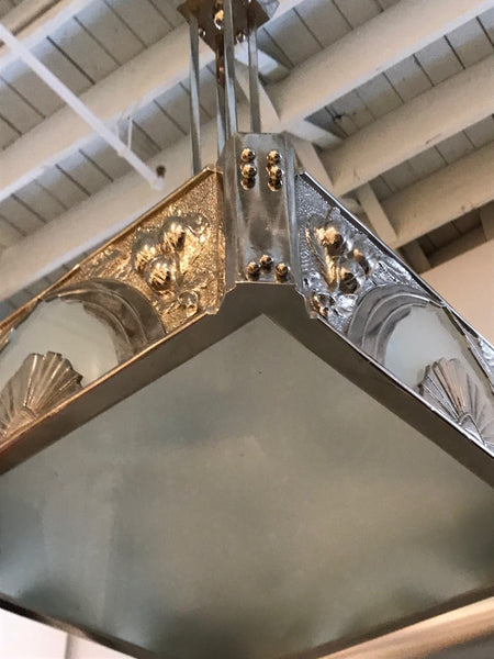 French Art Deco Square Geometric Chandelier