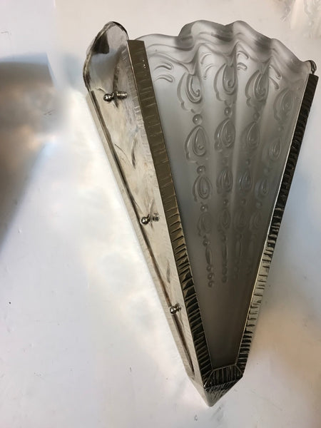Pair of French Art Deco Fan Sconces by Genet Et Michon