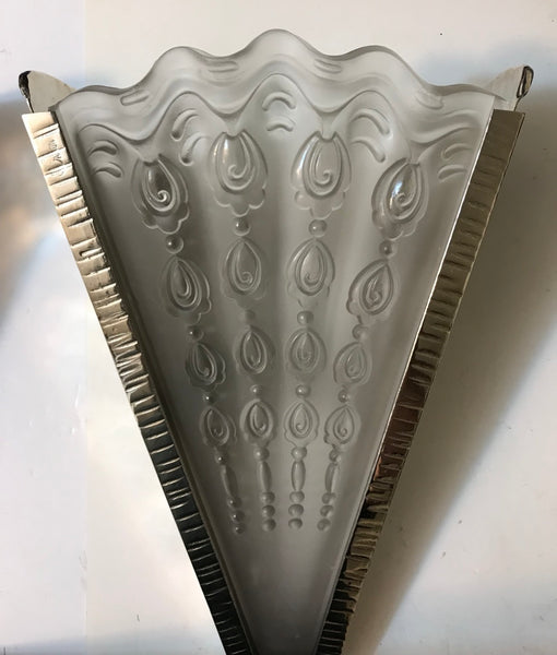 Pair of French Art Deco Fan Sconces by Genet Et Michon