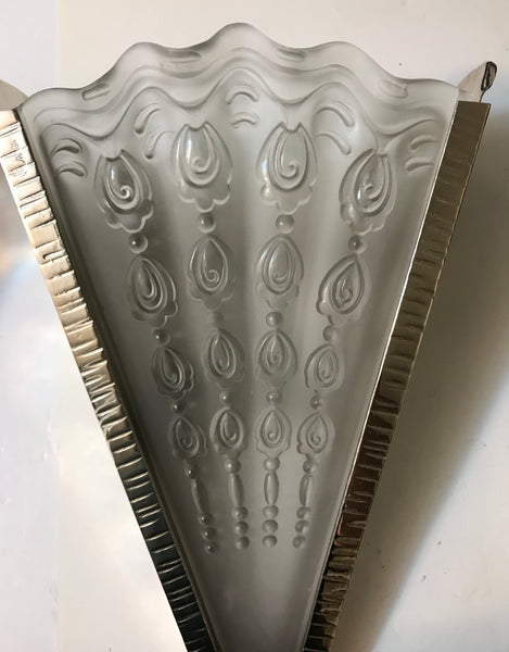Pair of French Art Deco Fan Sconces by Genet Et Michon